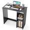 31.5 Inch Modern Black Wooden Laptop Desk with 2-Tier Storage Shelf for Small Home Office